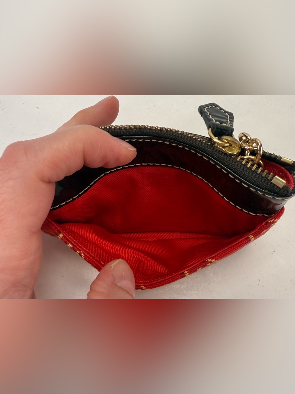 Dooney & Bourke Red Small Coin Case with Gold Hardware - Picture 11 of 11